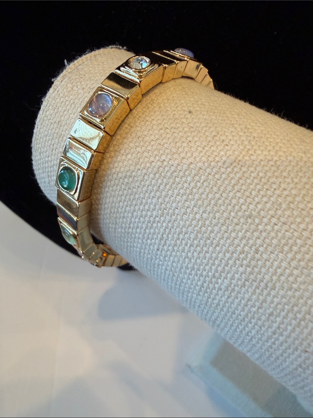 Gold-Tone Multi-Stone Stretch Bracelet - Green & Blue Accent by Anthropologie
